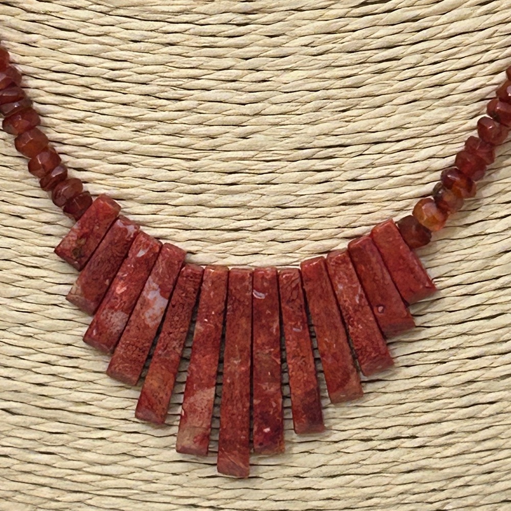 NEW HANDMADE Natural Carnelian and Red Jasper in Gold Filled 14k Necklace